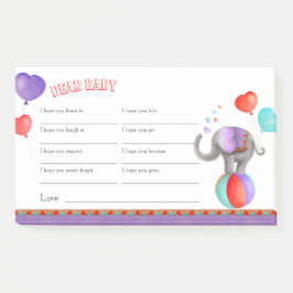 Wensen voor baby shower circus post it notes