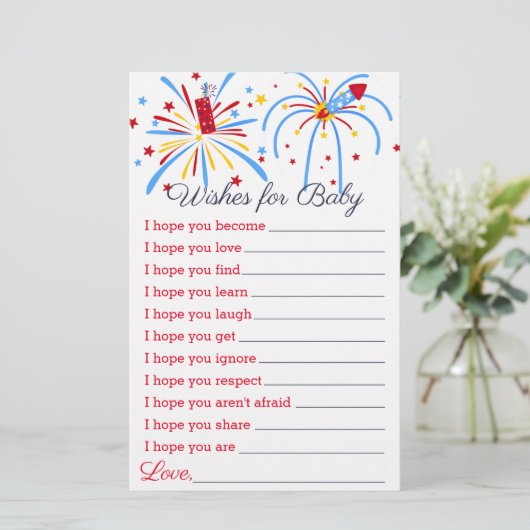 Wensen voor Baby Shower Spel Rood Wit en Komt (Staand voorkant)