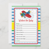 Wensen voor baby shower spelkaart in vliegtuigthem (Voorkant)