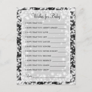 Wensen voor Baby shower Winter Sparkle Black Uitnodiging Briefkaart