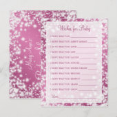 Wensen voor Baby shower Winter Sparkle Pink Uitnodiging Briefkaart (Voorkant / Achterkant)