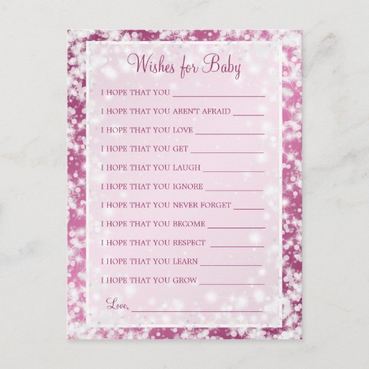 Wensen voor Baby shower Winter Sparkle Pink Uitnodiging Briefkaart (Voorkant)
