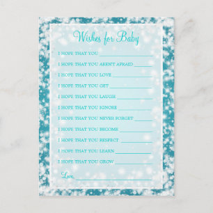 Wensen voor Baby shower Winter Sparkle Turquoise Uitnodiging Briefkaart