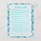 Wensen voor Baby shower Winter Sparkle Turquoise Uitnodiging Briefkaart (Voorkant)
