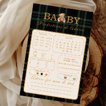 Wensen voor Baby Spelkaart Groene Geruite Teddybee
