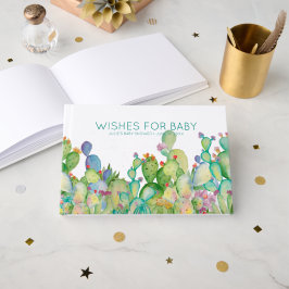 Wensen voor Baby | Waterverf Cactus Baby Shower Gastenboek