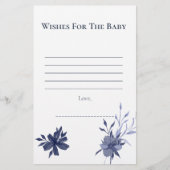 Wensen voor Baby Waterverf Navy Blue Floral (Voorkant)