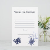 Wensen voor Baby Waterverf Navy Blue Floral (Staand voorkant)