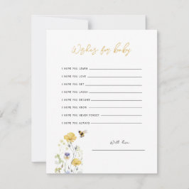 Wensen voor Baby Wildflower Floral Honey Bee Kaart