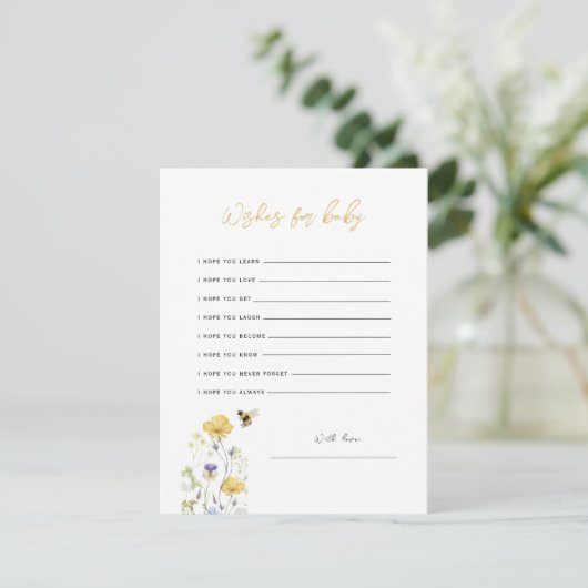 Wensen voor Baby Wildflower Floral Honey Bee Kaart (Staand voorkant)