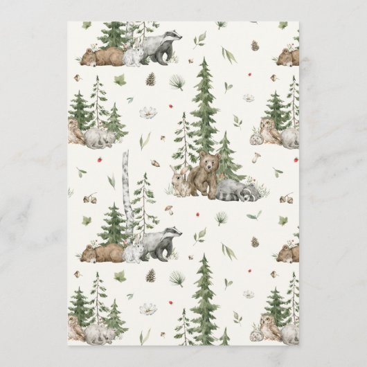 Wensen voor Baby Woodland Gender Neutral Shower Advieskaart (Achterkant)