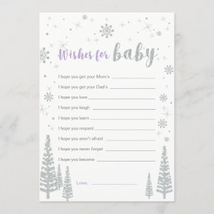 Wensen voor Babykaart, Paarse Meisje Baby Shower S Kaart