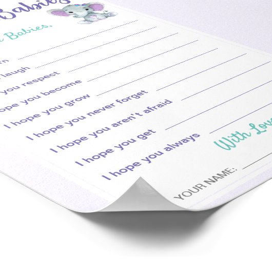 Wensen voor Baby's Twin Girl Shower Digitale Kaart Poster (Hoek)