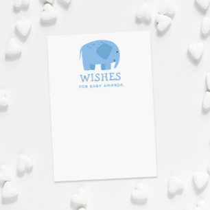 Wensen voor de baby Blue Elephant Baby Shower sp Informatiekaartje