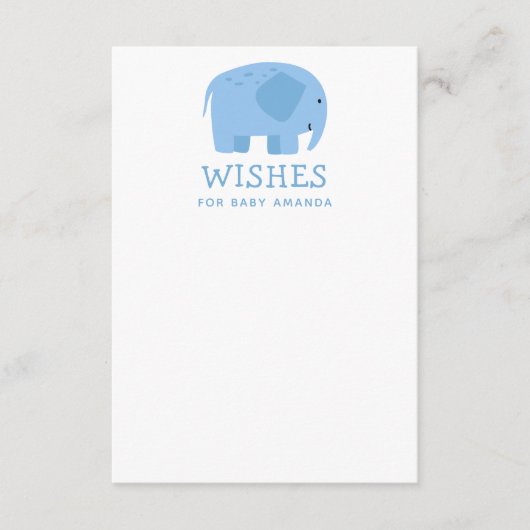Wensen voor de baby | Blue Elephant Baby Shower sp Informatiekaartje (Voorkant)