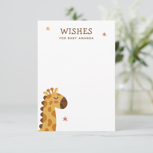 Wensen voor de baby | Cute Safari Giraffe Baby Sho Informatiekaartje (Staand voorkant)