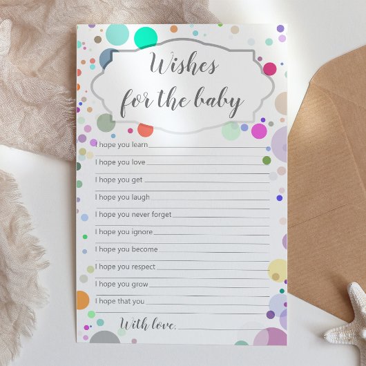 Wensen voor de baby multicolor baby shower kaart