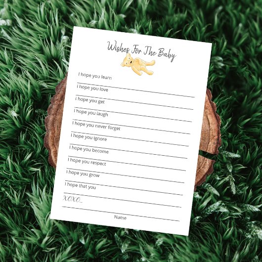 Wensen voor de Baby Teddy Bear Kaart