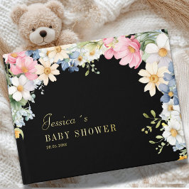 Wensen voor de baby! Wilde bloem, baby shower Gastenboek