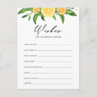 Wensen voor de bruid en bruidegom met citroenen en