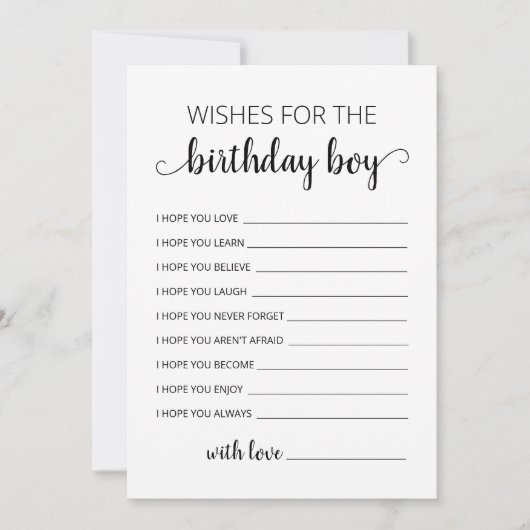 Wensen voor de verjaardagskaart van de jarige jong kaart (Voorkant)