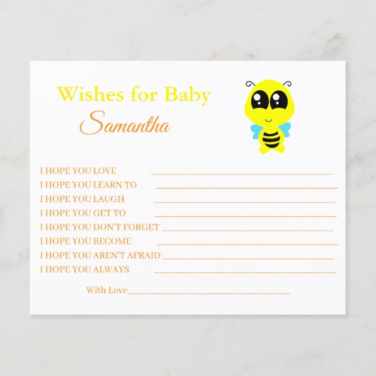 Wensen voor een baby, bij, baby shower kaart Flyer (Voorkant)