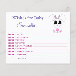 Wensen voor een baby, Konijn, baby shower kaart