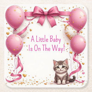 Wensen voor een baby shower met kitten 🍼 kartonnen onderzetters