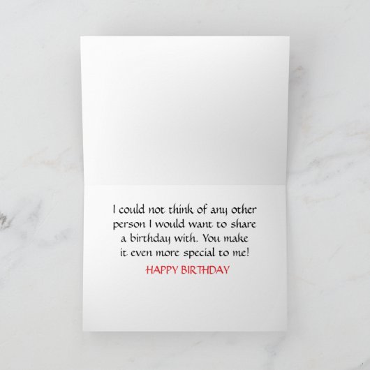 WENSEN VOOR EEN GEDEELDE HAPPY "SHARED BIRTHDAY" K KAART (Binnen)