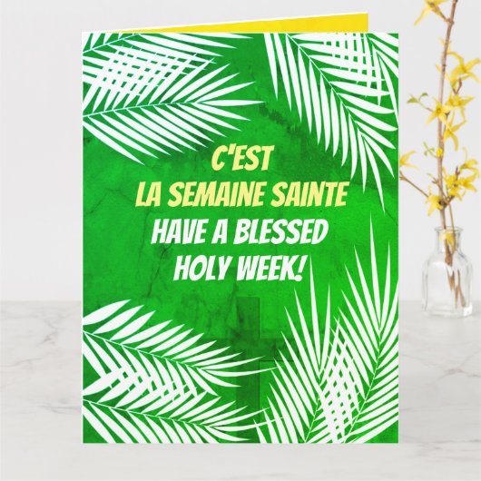 Wensen voor Goede Week & Pasen in het Frans Kaart (Gele Bloem)