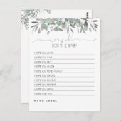 Wensen voor het Baby Silver Greenery Baby shower Briefkaart (Voorkant / Achterkant)