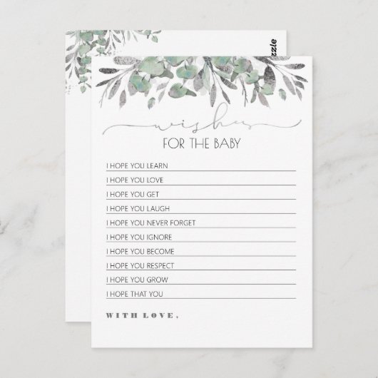 Wensen voor het Baby Silver Greenery Baby shower Briefkaart (Voorkant / Achterkant)