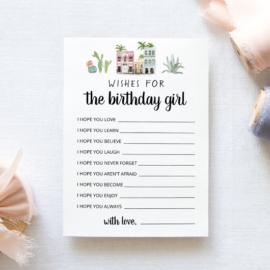 Wensen voor het Verjaardagsmeisje Verjaardagsfeest Kaart