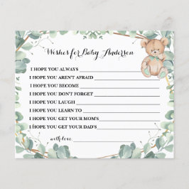Wensen voor spoedig mama beer groene baby shower flyer