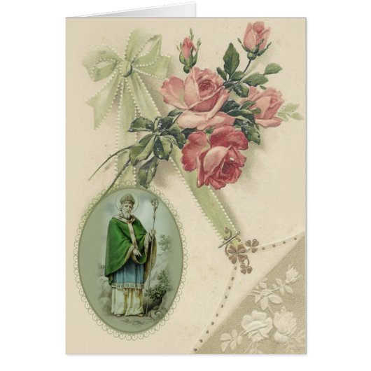 Wensen voor St. Patrick's Day Rozen Vintage Religi (Voorkant)