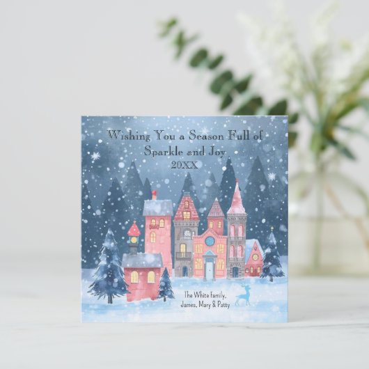 Wensen wij u een seizoen vol glans en vreugde feestdagenkaart (Staand voorkant)