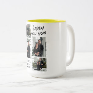 Wensend een gelukkig nieuwjaar met liefde familie  tweekleurige koffiemok