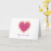Wensend "Gelukkige Verjaardag" met roze Kaart (Gele Bloem)