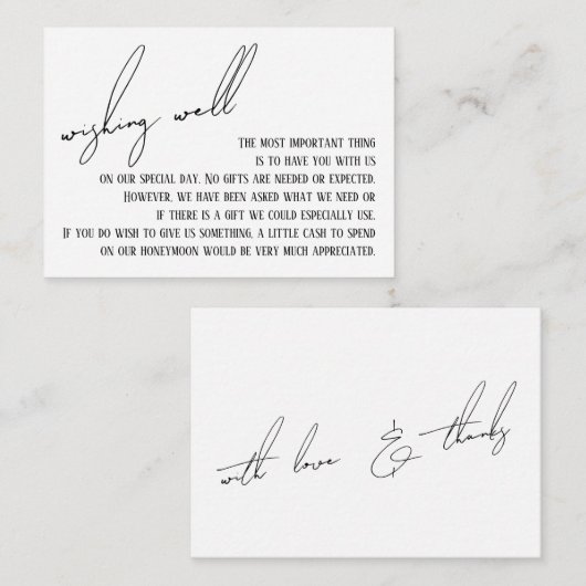 Wensend Goed Modern Slank Handschrift Wit Informatiekaartje (Voorkant / Achterkant)