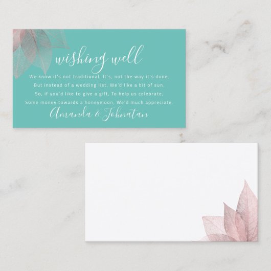 Wensend goed voor huwelijksuitnodiging Roos delica Visitekaartje (Voorkant / Achterkant)