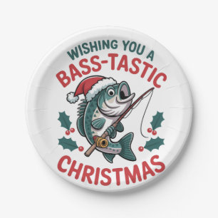 Wensend u een Bass-tastisch Kerstmis Vissen Visser Papieren Bordje