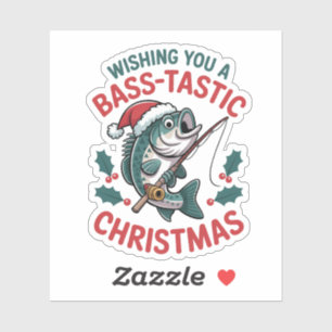 Wensend u een Bass-tastisch Kerstmis Vissen Visser Sticker