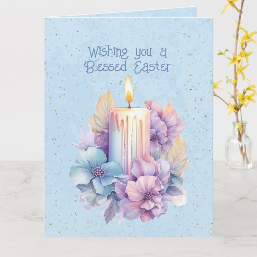 Wensend u een gezegende paaskaars bloemen kaart (Gele Bloem)