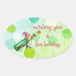 Wensend u een leuke feestelijke Elf Ovale Sticker
