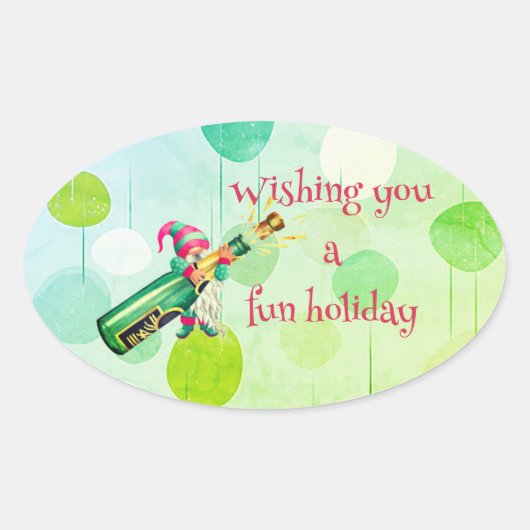 Wensend u een leuke feestelijke Elf Ovale Sticker (Voorkant)