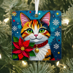Wensend u een Meow-y Kerstmis   Kat Thema Metalen Ornament