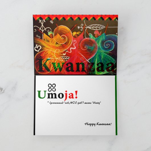 wensend u eenheid en vrede… Kwanzaa Feestdagen Kaart (Binnen)