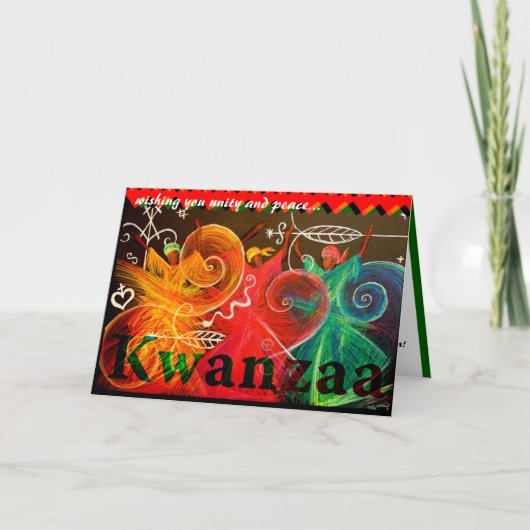 wensend u eenheid en vrede… Kwanzaa Feestdagen Kaart (Voorkant)