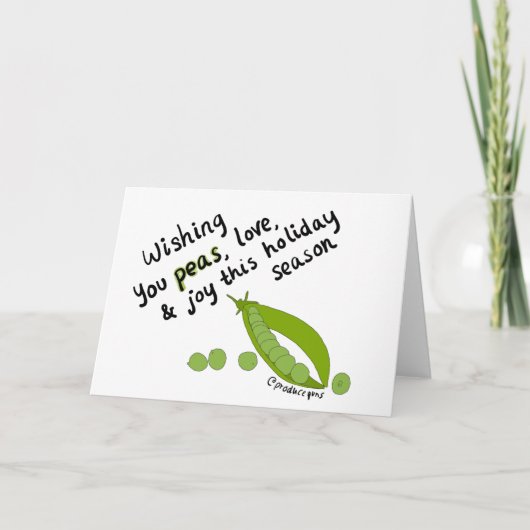 Wensend u erwten, liefde, en vreugde! feestdagen kaart (Voorkant)