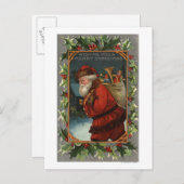 Wensend u het Vrolijke Marcheren ChristmasSanta Feestdagenkaart (Voorkant / Achterkant)